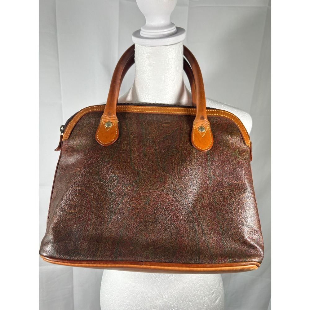 ETRO Milano Leather‎ Trimmed Monogrammed Shoulder Bag #331